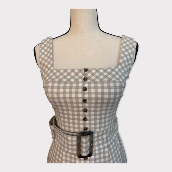White House Black Market Gingham Button-Front Dress - Size 00 - Picture 2 of 12